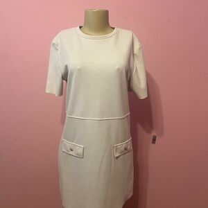 Zara White Mini Dress with Pocket Detail